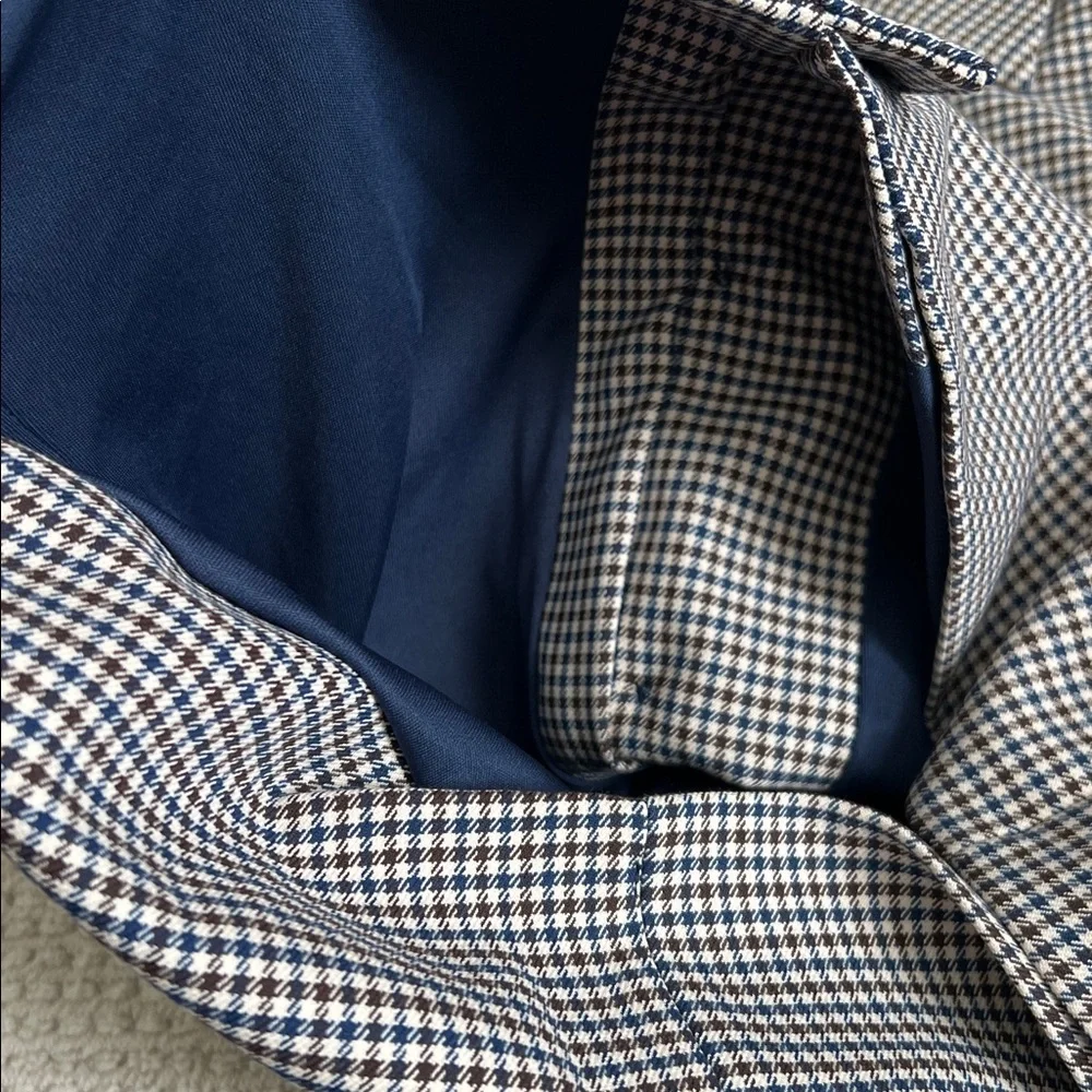 Zara NWT navy and brown mini houndstooth checkered lapel collar dress - Picture 9 of 9